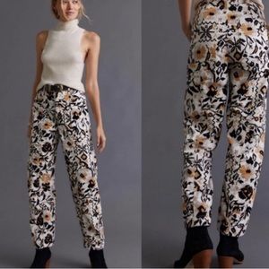 Anthropologie Relaxed Fit Pattern Corduroy Trousers